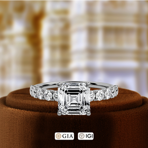 Bague de fiançailles solitaire en diamant de laboratoire de taille Asscher 1CT, certifiée IGI, bague de mariage en or jaune 14 carats pour cadeau d'anniversaire - Product Image 2