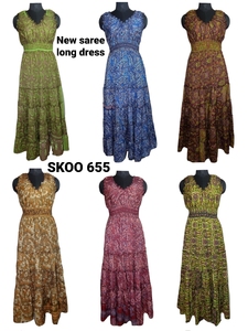 Haute qualité femmes Boho Vintage robe de soirée Sexy soie lin coton Saree volants dentelle lavable nouvelle taille XS pour les mariages de plage - Product Image 2