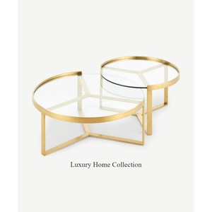 ชุดโต๊ะข้างเตียงสำหรับตกแต่งบ้าน2ชิ้นกรอบสแตนเลสสีทองขัดเงาแฮนด์เมดมาใหม่ล่าสุด - Product Image 1