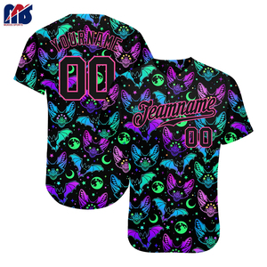 Hallewon calavera estilo Unisex 100% poliéster béisbol Softball Jersey cómodo logotipo personalizado deporte uniforme secado rápido transpirable - Product Image 5