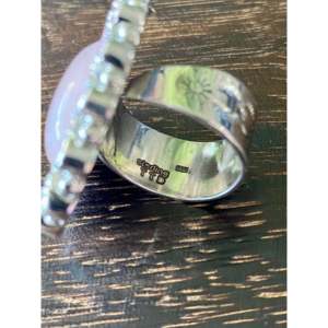 Southwest Handmade Rose Quartz & Tourmaline Sterling <b>Silver</b> Oval Cluster <b>Ring</b> <b>Adjustable</b> Size 8 - Product Image 6