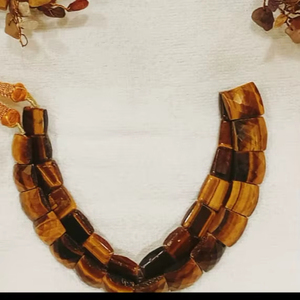 Collar Graduado Cuadrados Collar de babero de ojo de tigre natural, Collar egipcio de Cleopatra - Product Image 6