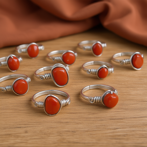 Stylish Silver Plated Fashion <b>Rings</b> with Red Stone Accents Trendy Resale Appeal - Product Image 3