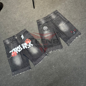 Shorts en jean pour hommes de haute qualité, design personnalisé, strass, couleur unie, nouveau design imprimé, shorts en jean pour hommes, service OEM - Product Image 4