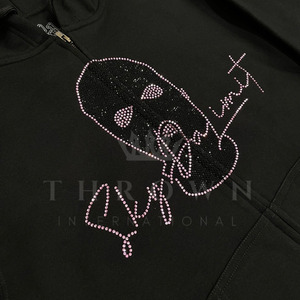 SDL Men's <b>Hoodies</b> <b>Pink</b> Regular Heavyweight 100% Cotton Acid Wash 3D Embroidery Beaded Oversized Fleece Winter Digital Printing - Product Image 6