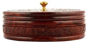 Boîte à roti en bois fabriquée à la main avec un design indien traditionnel pour le stockage et le stockage des aliments Chapati - Product Image 5