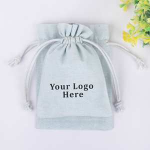 Vente en gros de pochette organisateur de bijoux en coton biodégradable gris clair avec logo personnalisé sac d'emballage cadeau fait à la main avec cordon de serrage indien - Product Image 4