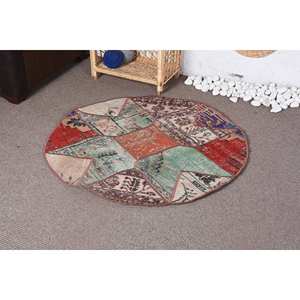 Vintage Beige Patchwork Wool <b>Rug</b> <b>Large</b> Area 3.4x3.3ft Rectangular Pattern for Bedroom or <b>Living</b> <b>Room</b> for Teens - Product Image 3