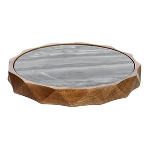 Plateau surélevé rectangulaire moderne en bois avec poignées en laiton, plateforme de service surélevée pour la cuisine, la table à manger, le café et la maison de luxe - Product Image 5