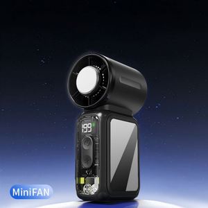 Petit ventilateur portatif multifonctionnel avec affichage numérique, vitesse du vent réglable par boutons, avec poche à glace intégrée - Product Image 4