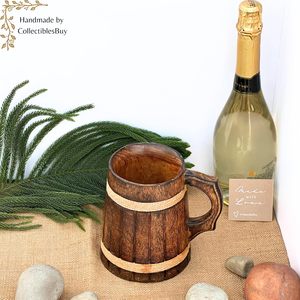 Mug à bière en bois personnalisable TIMELESS CRAFT, design classique fait à la main, emballage en boîte, cadeaux d'affaires pour le café et la bière - Product Image 6