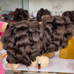 Super doble dibujado alta calidad marrón hinchable peluca cierre frontal marrón claro 100% cabello humano vietnamita alta calidad 2025 - Product Image 2