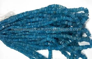 4mm 5mm Natural Neon Blue Apatite Smooth <b>Heishi</b> Square Gemstone <b>Beads</b> Strand Wholesale Factory Price From Manufacturer Online - Product Image 3