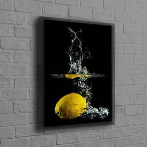 Décoration murale moderne au motif citron - Impression sur toile encadrée noire pour la décoration de chambre - Product Image 1
