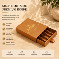Boîte d'emballage personnalisée pour cosmétiques et parfums, en carton rigide, avec tiroir coulissant, finition mate, recyclable