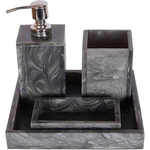 Accessoires de salle de bain modernes en résine, best-sellers en gros, avec incrustations dorées, pour un ensemble d'accessoires de comptoir de salle de bain haut de gamme - Product Image 5
