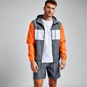 Ensemble veste courte coupe-vent deux pièces pour hommes Patchwork Zip Nylon Polyester Streetwear Survêtement grande taille imprimé - Product Image 2