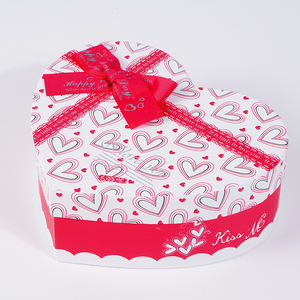 Baskılı Logo sert kağıt karton çikolata çiçek hediye ambalaj kapağı ve taban aşk kalp şekilli takı kutuları toptan - Product Image 4