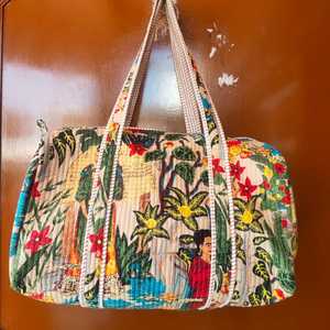 กระเป๋าดัฟเฟิลกระเป๋าเดินทางผ้าฝ้ายลายดอกไม้กระเป๋าใส่ค้างคืนซักได้กระเป๋าชายหาดช้อปปิ้งโยคะเป็นมิตรกับสิ่งแวดล้อม - Product Image 2