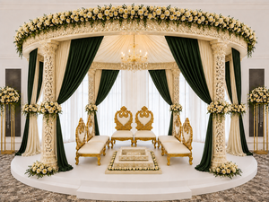 Elegante Juego de Sillas Vedi Sankheda para Bodas Hindúes, Sillas Vedi Modernas de Asiento Bajo, Sillas Doradas de Lujo para Bodas Indias - Product Image 5
