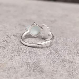 Bague pour femme en argent sterling 925, pierre précieuse naturelle aquamarine, pierre de naissance de mars, bande en fil, bijoux faits à la main, Noël - Product Image 6