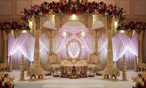 Base d'éléphant exclusive pilier en bois mariage Mandap mariage hindou décor de scène configuration multi-événement moderne Mandap prix usine Royaume-Uni - Product Image 6
