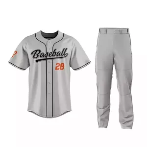 Uniformes de Béisbol de Alta Calidad, 100% Poliéster, Transpirables, de Secado Rápido, con Botones, Bordados, Unisex, Colores y Logotipos Personalizados - Product Image 1