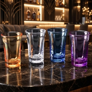 Vaso de chupito de vidrio transparente de alta calidad, hecho a mano, multicolor, sin plomo, base pesada y duradera, para fiestas de tequila y <span class=keywords><strong>vodka</strong></span>. - Product Image 2