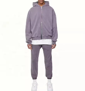 High Quality Men's Oversized Retro Baggy Acid Wash <b>Hoodie</b> 80% Cotton Winter Sun-Faded Heavyweight <b>American</b> Style Two-Way Zipper - Product Image 5