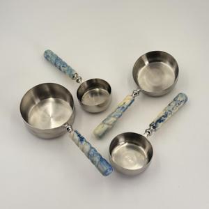 High Quality 202 Stainless Steel <b>Measuring</b> <b>Cups</b> <b>Set</b> of 4 with Designer Resin Handle for Coffee and Milk Powder <b>Measuring</b> - Product Image 1