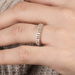 Baguette de diamante Natural clásico para boda, banda de diamante de corte redondo, joyería de la India, venta al por mayor - Product Image 4