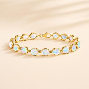 Bracelet de tennis en argent avec pierre précieuse opale éthiopienne blanche Bracelet en opale naturelle Cadeau de naissance fait à la main pour maman - Product Image 2