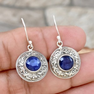 Pendientes de joyería fina para mujer con piedras preciosas de lapislázuli, pendientes de plata de ley sólida 925 para mujeres y niñas, Pendientes colgantes de plata - Product Image 3