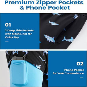 2025 hommes Double couche Compression Shorts de plage séchage rapide 2-en-1 maillot de bain Logo personnalisé taille moyenne Anti-rides décontracté - Product Image 5