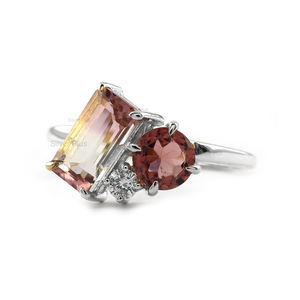 Nueva llegada Anillo de turmalina Rosa Bio Anillo de turmalina de sandía Oro sólido de 18 quilates de proveedor mayorista Producible en 10K/14K - Product Image 5