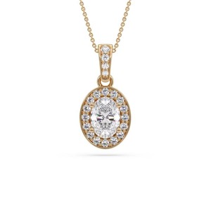 Colgante de Diamante Ovalado Alargado con Halo Simple, Diamante Cultivado en Laboratorio de 0.50 Ct en Platino, para Bodas, Compromisos y Fiestas - Product Image 1