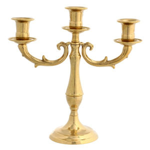 Creative Gold Finish <b>Brass</b> 3 Arm Candelabra Candle <b>Holder</b> Decorative Metal <b>Candlestick</b> Stand For Home Decor Affordable Price - Product Image 1