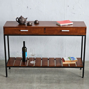 Modern Two-tier <b>Console</b> <b>Table</b> with Convertible Drawers Wooden Frame and Iron Frame <b>for</b> <b>Entry</b> Villa Hotel or Bedroom-CST045 - Product Image 5