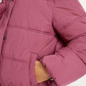 Chaqueta acolchada extragrande personalizada rosa OEM para mujer, talla grande, con forro, estilo bomber de lona para invierno. - Product Image 5
