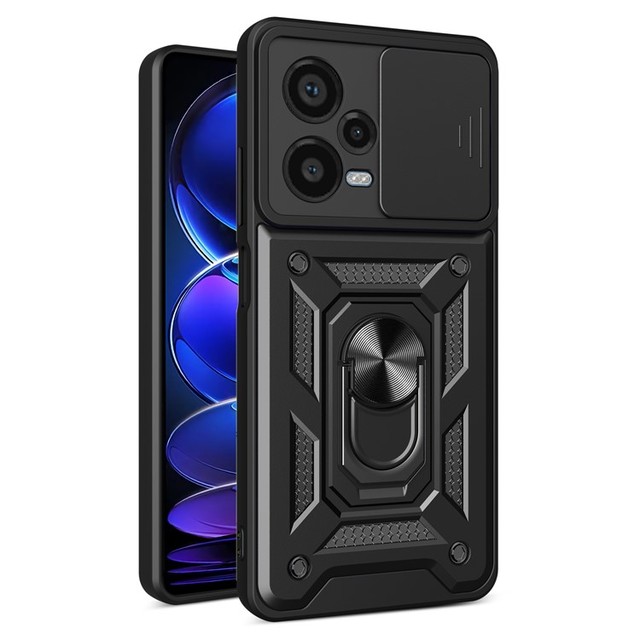 For Xiaomi Redmi Note 12 Pro+ 5G Kickstand Phone Case Slide Lens Protection PC TPU Phone Back Cover Case