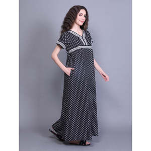 Camisón de Algodón 100% Puro para Mujer con Bolsillo, Suave, Transpirable, Largo, Estampado, con Cordón Ajustable para Comodidad Diaria - Product Image 4