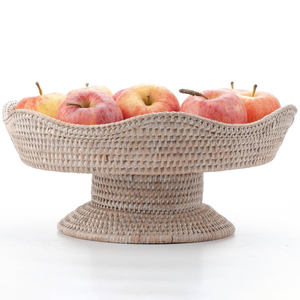 Petit panier à fruits et à pain en rotin sur piétement, panier tissé de la plus haute qualité, organiseur de rangement - Product Image 2