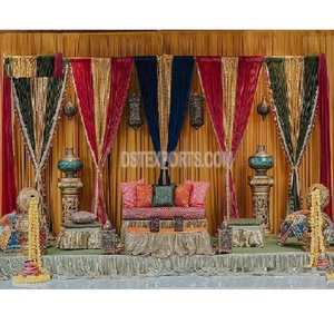 Décoration de scène Mehndi et Sangeet de Style arabe Siège de mariée marocain élégant pour scène Mehndi Décor de scène de nuit Mehndi musulman - Product Image 1