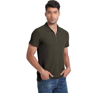 Camiseta de Manga Corta Informal para Hombre, Material de Algodón Transpirable, Cuello de Golf con Cremallera, Talla Grande, Color Negro, 2025, OEM, ODM - Product Image 5