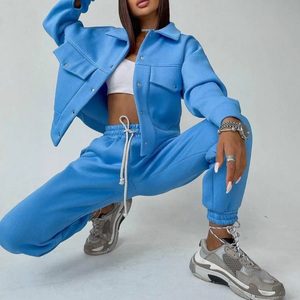 ชุดสองชิ้นวาฟเฟิลสตรีทแวร์ชุดสองชิ้นสำหรับสตรีทแวร์เสื้อแจ็กเก็ตคาร์โก้และกางเกงจ็อกเกอร์ชุดผู้หญิงแบบกำหนดเองได้ Y2K - Product Image 4