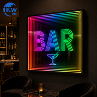 Enseigne LED personnalisée à effet miroir infini pour bar, enseigne publicitaire lumineuse pour magasin, boîte à lumière intérieure effet abysse pour personnalisation