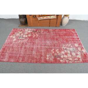 0.3x6.3 ft <b>Runner</b> Turkish Vintage Rug, <b>Red</b> Camouflage Wool Rug - Product Image 3