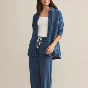 Chaqueta Vintage personalizada para mujer, Tops de mezclilla lavados informales ligeros para mujer, Camisa cómoda transpirable de manga larga para mujer - Product Image 6