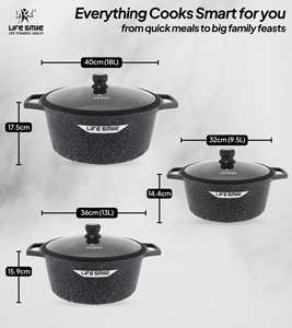 Juego de Ollas de Cocina Antiadherentes de Granito de 6 Piezas de Primera Calidad, Ollas para Sopa con Tapas, Base de Inducción - Product Image 2