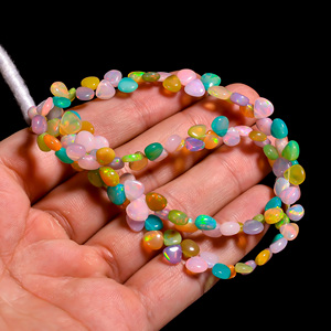 Perles de pierre gemme d'opale welo éthiopienne, perles de coeur d'opale multicolore pour la fabrication de bijoux, perles d'opale, perles de pierre gemme d'opale de feu multi - Product Image 3